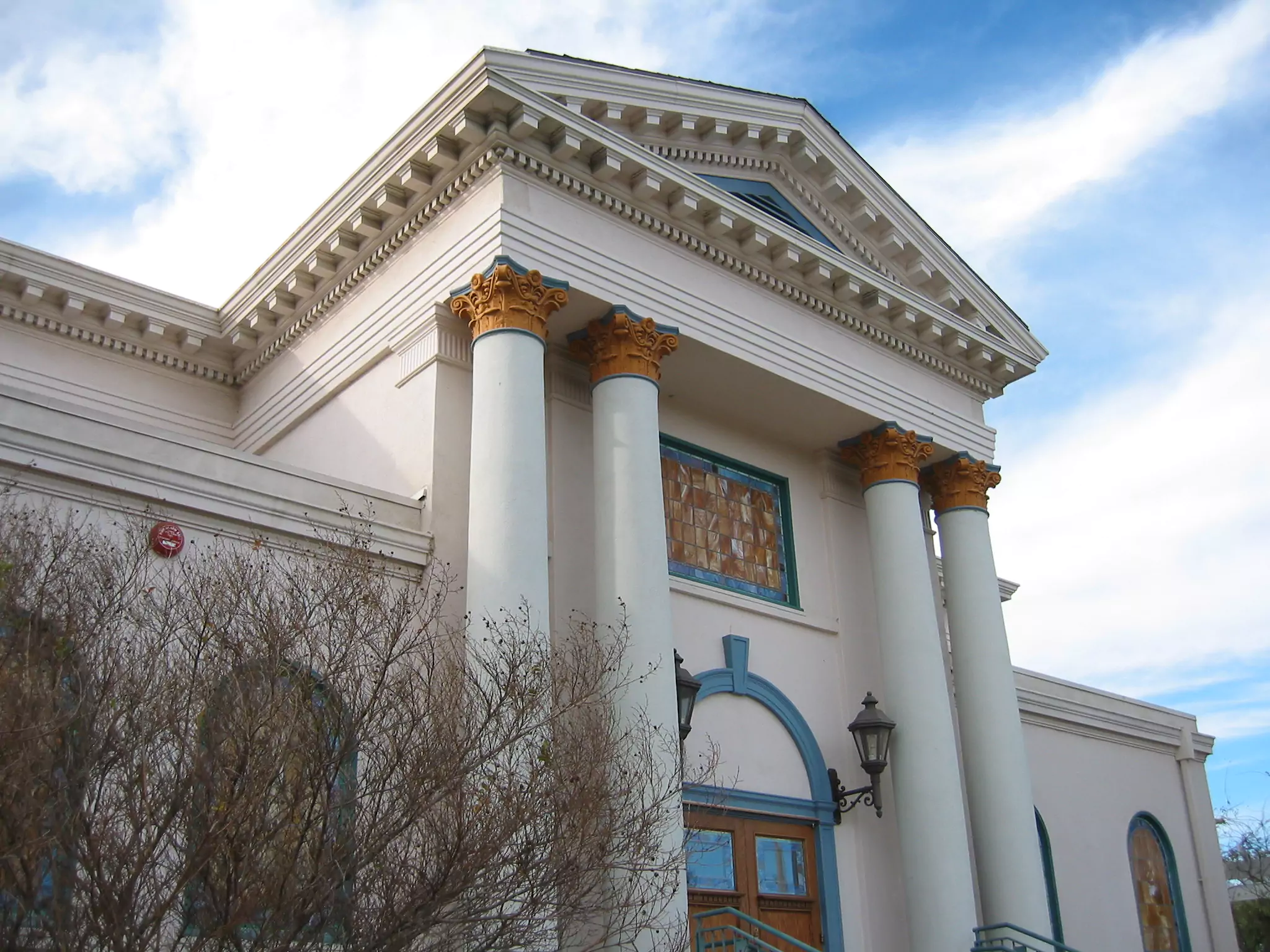 Exterior of the Simi Valley Cultural Arts Center building with columns at the entrance.